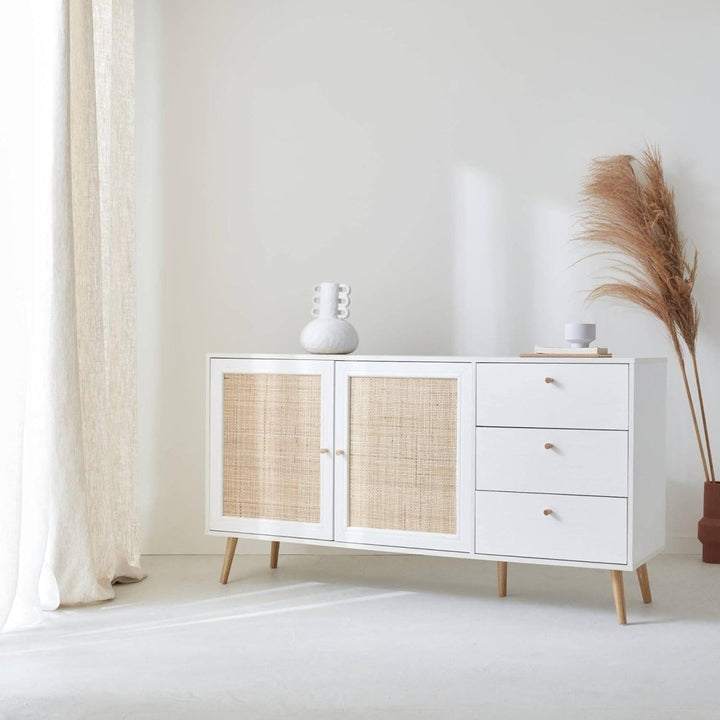 Buffet Cannage Bohème Blanc | Lore - Designix Buffet