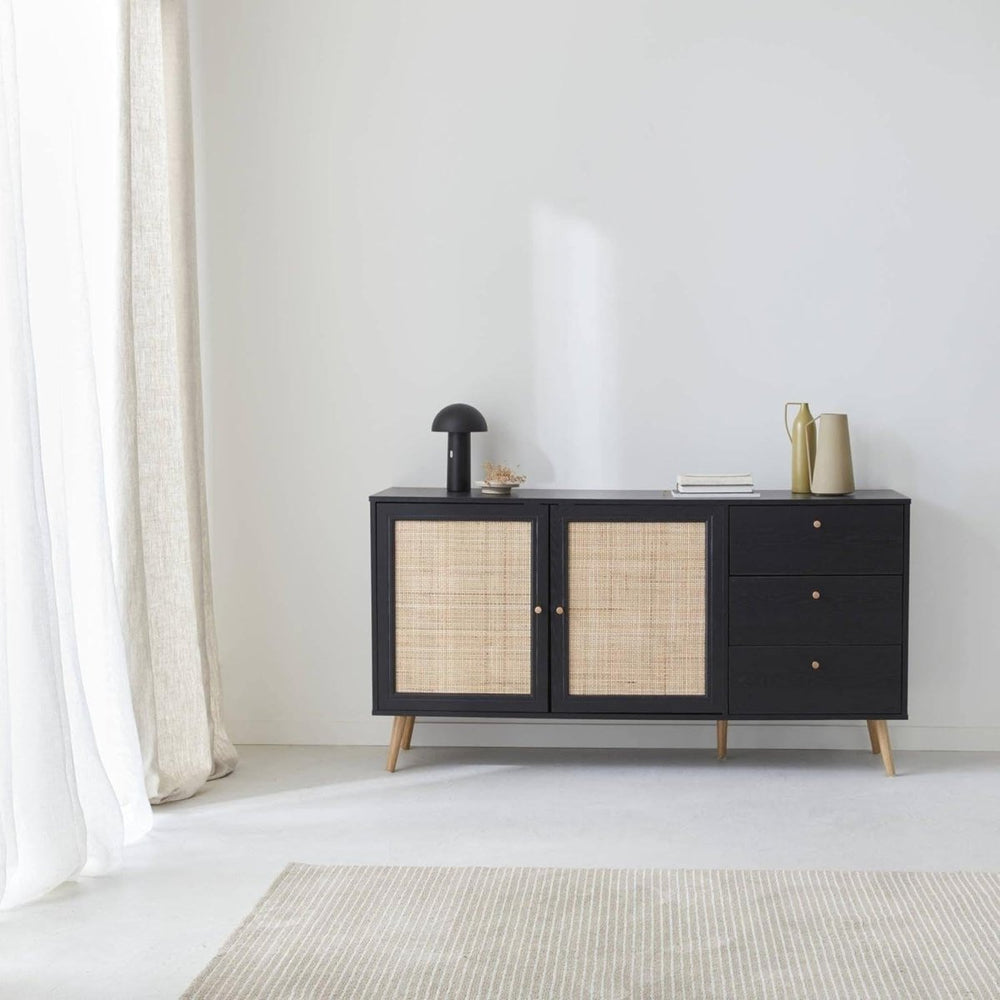Buffet Cannage Noir Bohème | Lisse - Designix Buffet