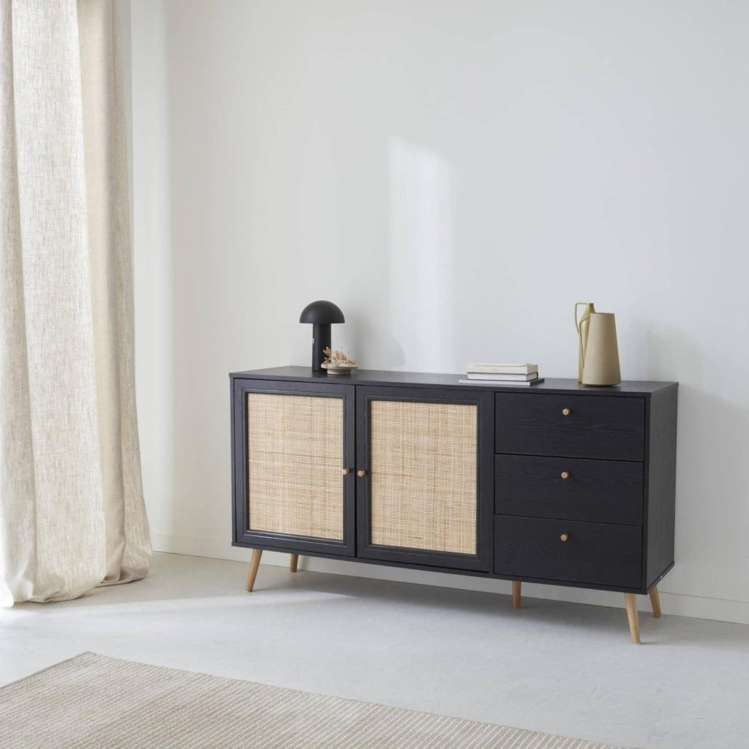 Buffet Cannage Noir Bohème | Lisse - Designix Buffet