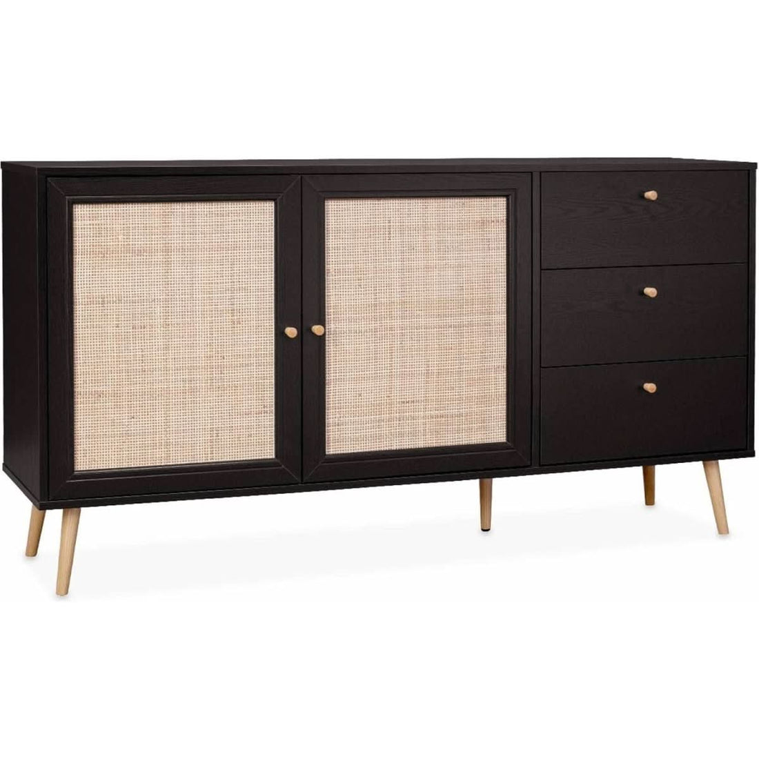 Buffet Cannage Noir Bohème | Lisse