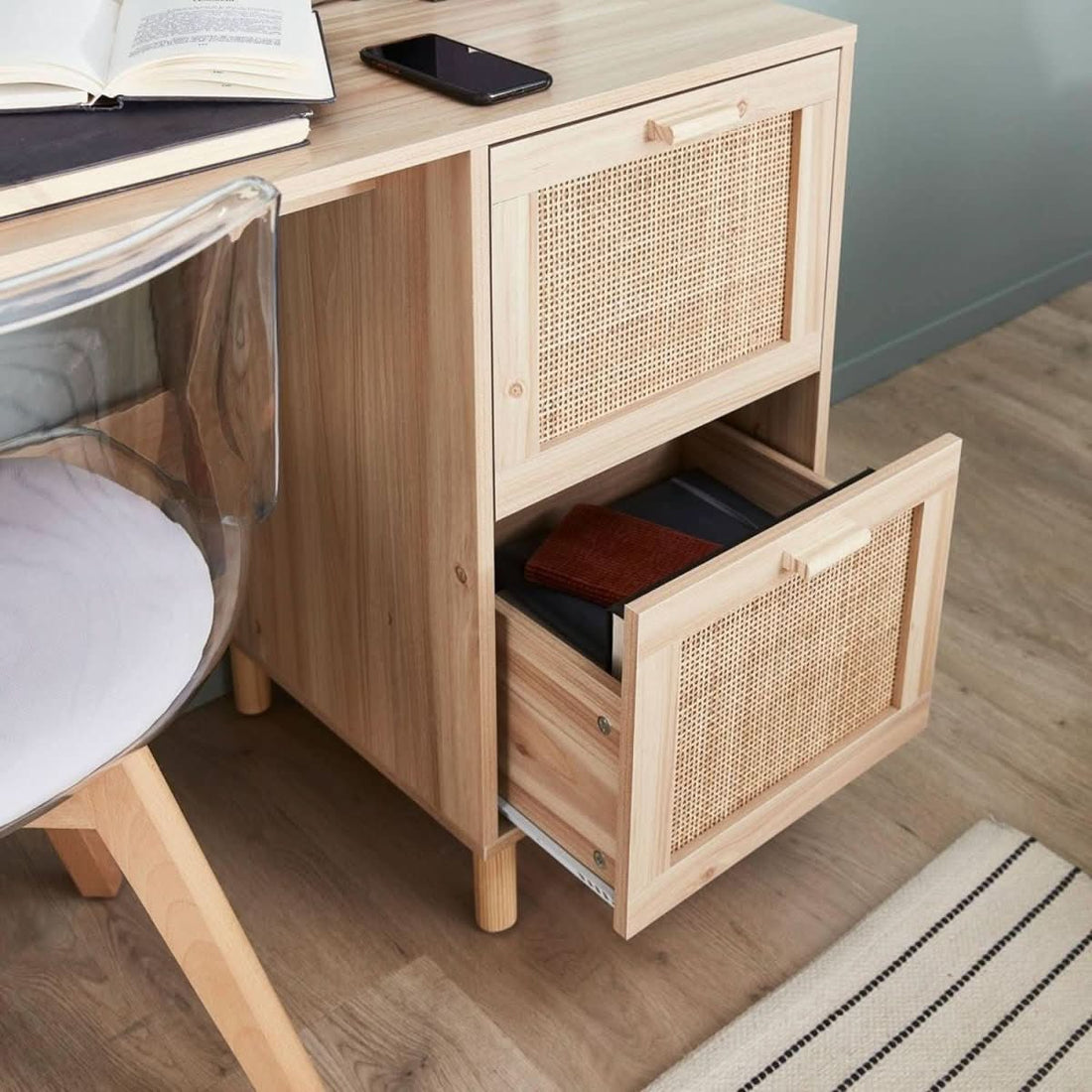 Bureau Bois Cannage Retro | Yang