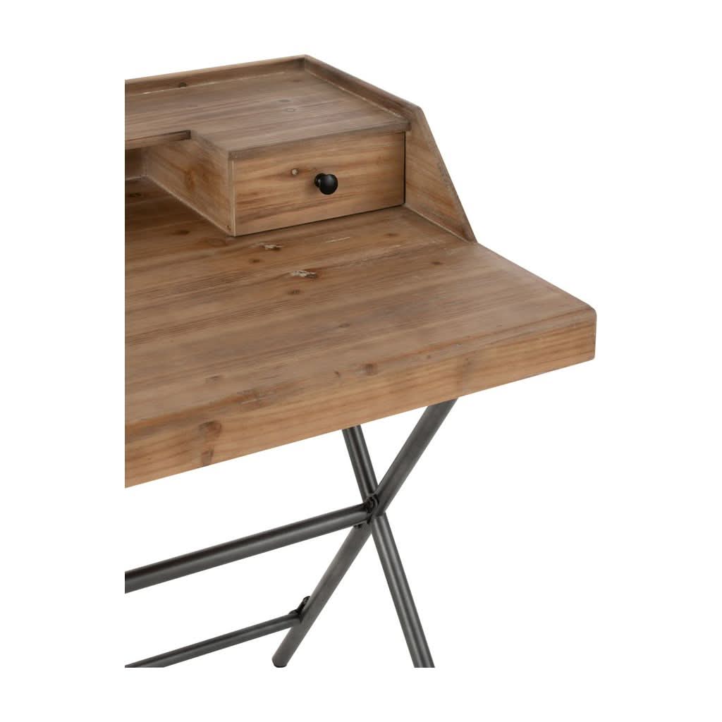 Bureau Rangement Métal Bois Marron | Tiro