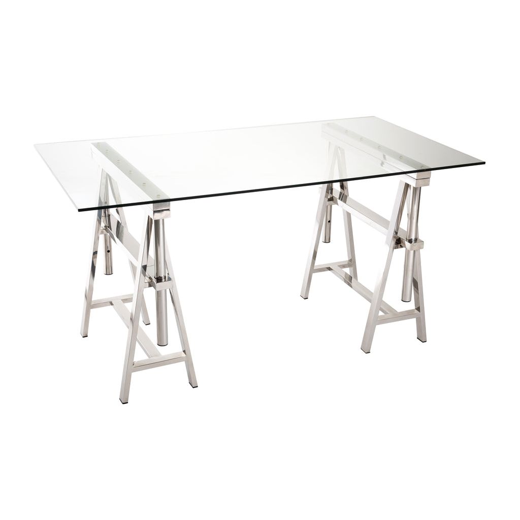 Bureau Réglable Acier Inoxydable Verre | Ulio - Designix Bureau