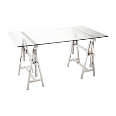 Bureau Réglable Acier Inoxydable Verre | Ulio
