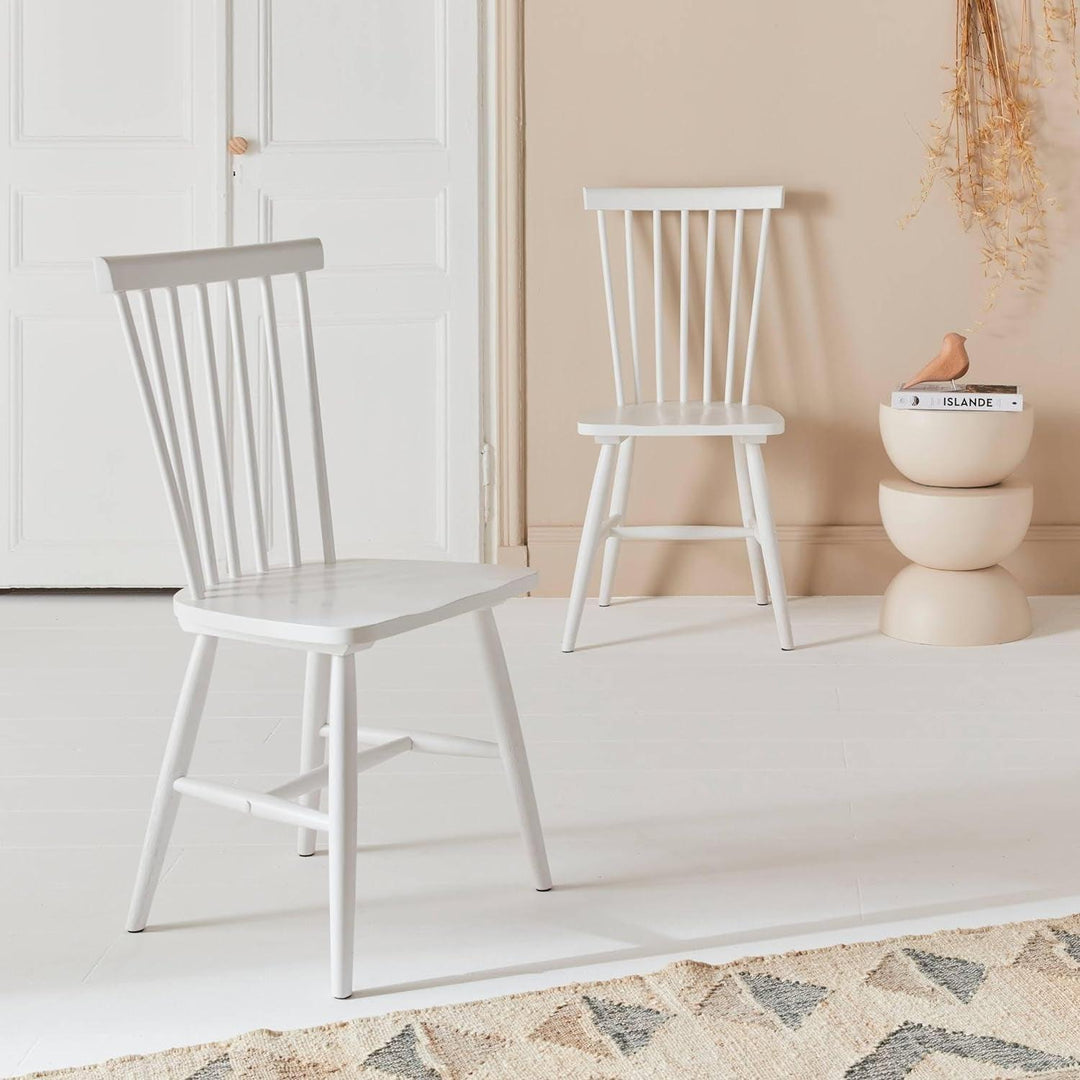 Alice'S Home - Lot De 2 Chaises Blanches À Barreaux En Bois D'Hévéa. ROMIE. L 50.8 X P 44.2 X H 90Cm. | Designix - Amazon    - https://designix.fr/