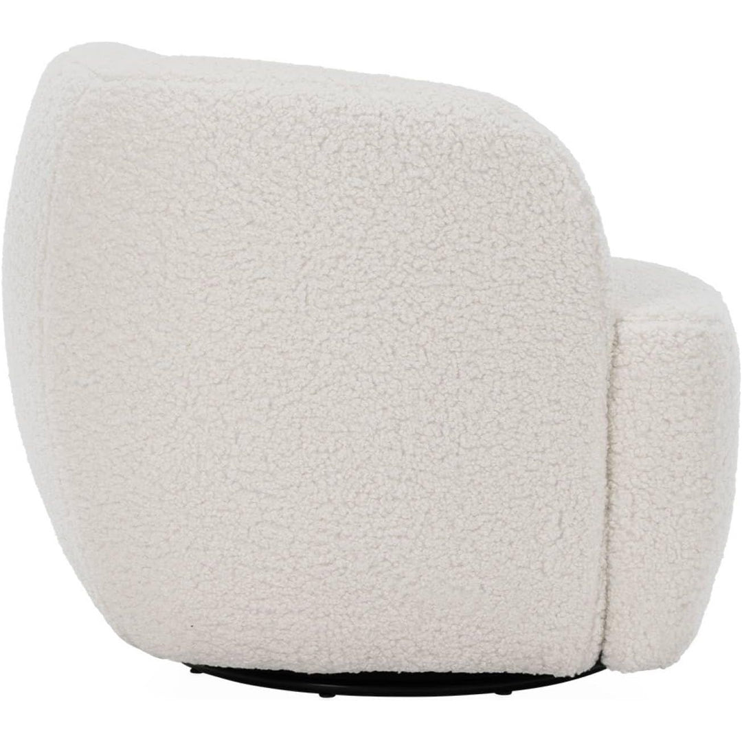 Alice'S Home - Fauteuil Cosy Rond Pivotant En Bouclette Crème. Laya. L 79.5 X P 77.5 X H 67Cm | Designix -     - https://designix.fr/