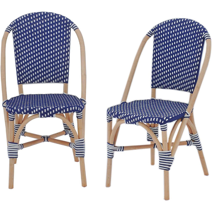 Alice'S Home - Lot De 2 Chaises Empilables Bistrot En Rotin Et Polyrotin Bleu Et Blanc. L 48 X P 58 X H 90Cm | Designix - Amazon    - https://designix.fr/