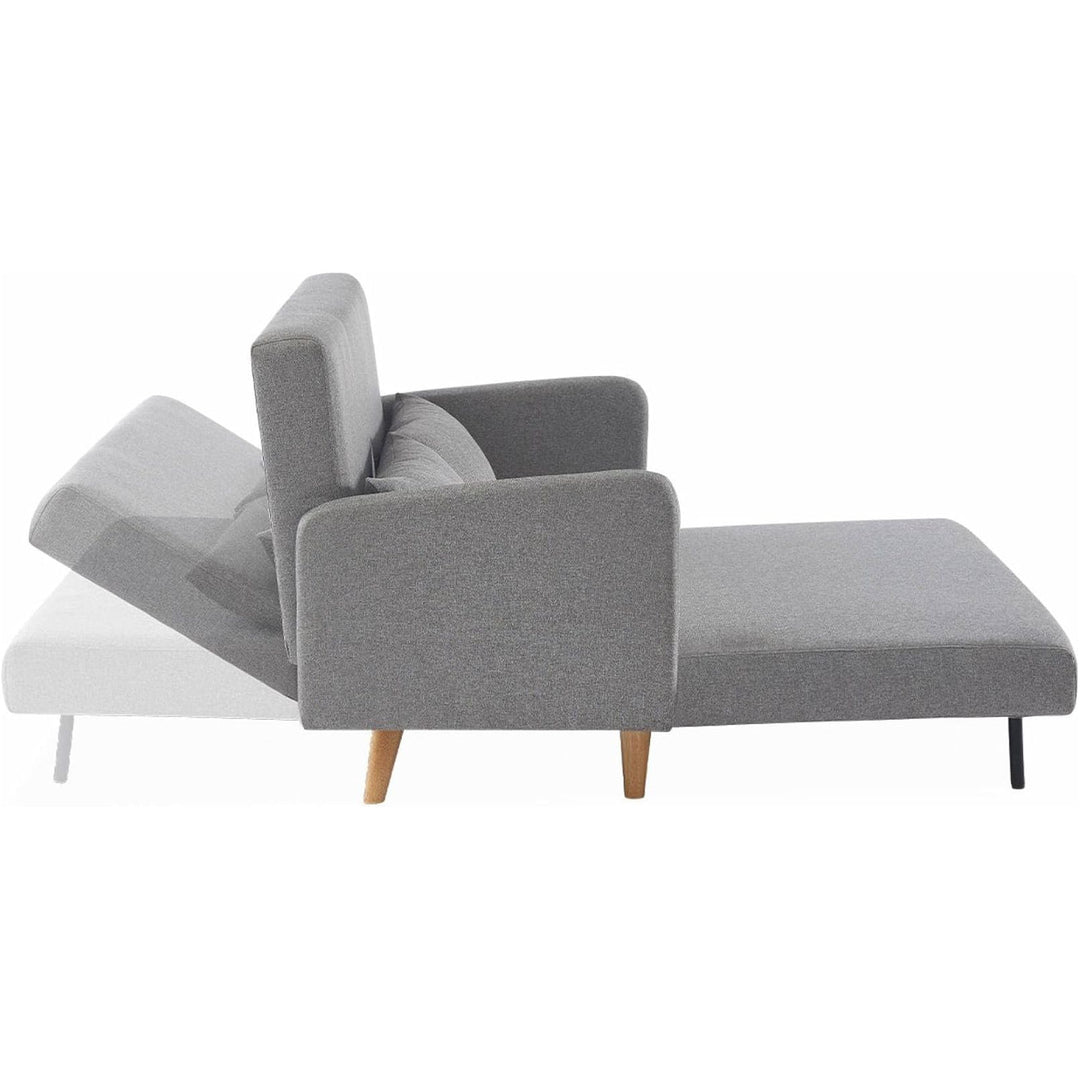 Alice'S Home - Canapé Convertible En Tissu - Panam - 2 Places Scandinave. Pieds Bois Clair. Gris Clair. Banquette. Dossier Inclinable | Designix -     - https://designix.fr/