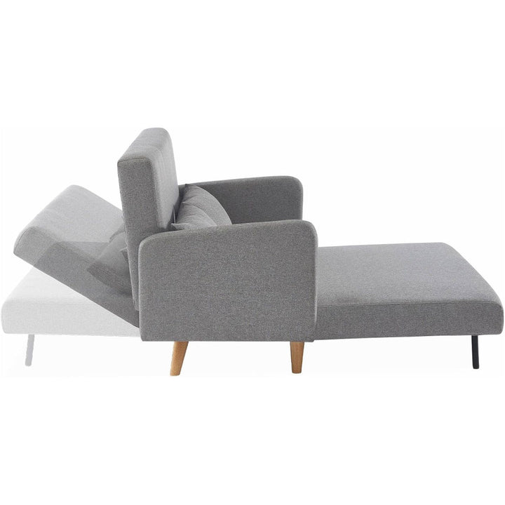 Alice'S Home - Canapé Convertible En Tissu - Panam - 2 Places Scandinave. Pieds Bois Clair. Gris Clair. Banquette. Dossier Inclinable | Designix -     - https://designix.fr/