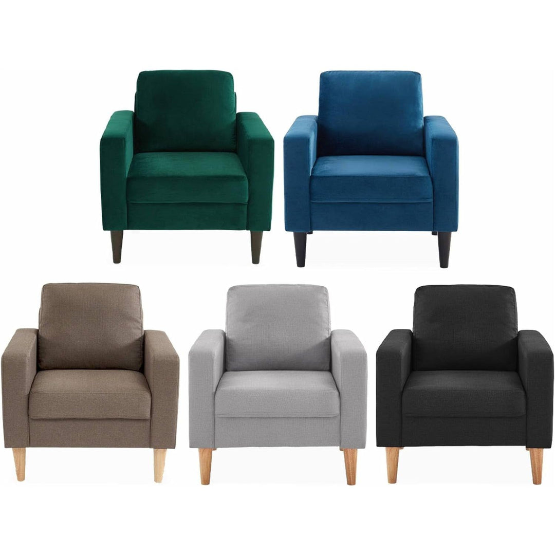 Alice'S Home - Fauteuil Scandinave En Velours Vert Anglais - Bjorn - Canapé 1 Place Fixe Droit Pieds Bois D'Hévéa Effet Bois De Noyer | Designix -     - https://designix.fr/