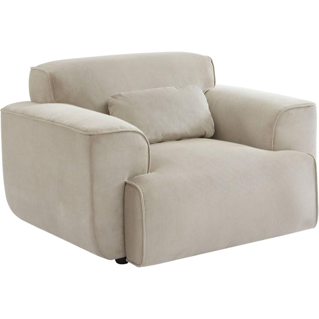 Alice'S Home - Fauteuil Velours Côtelé. Lignes Arrondies. Coussin Fourni. Wallas. L 116 X P 97 X H 73Cm | Designix -     - https://designix.fr/