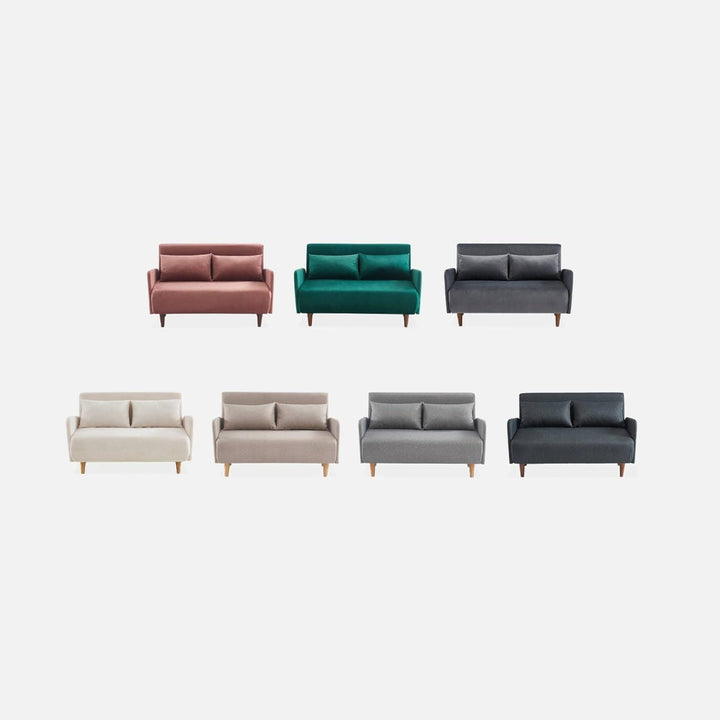 Alice'S Home - Canapé Convertible En Tissu - Panam - 2 Places Scandinave. Pieds Bois Clair. Gris Clair. Banquette. Dossier Inclinable | Designix -     - https://designix.fr/