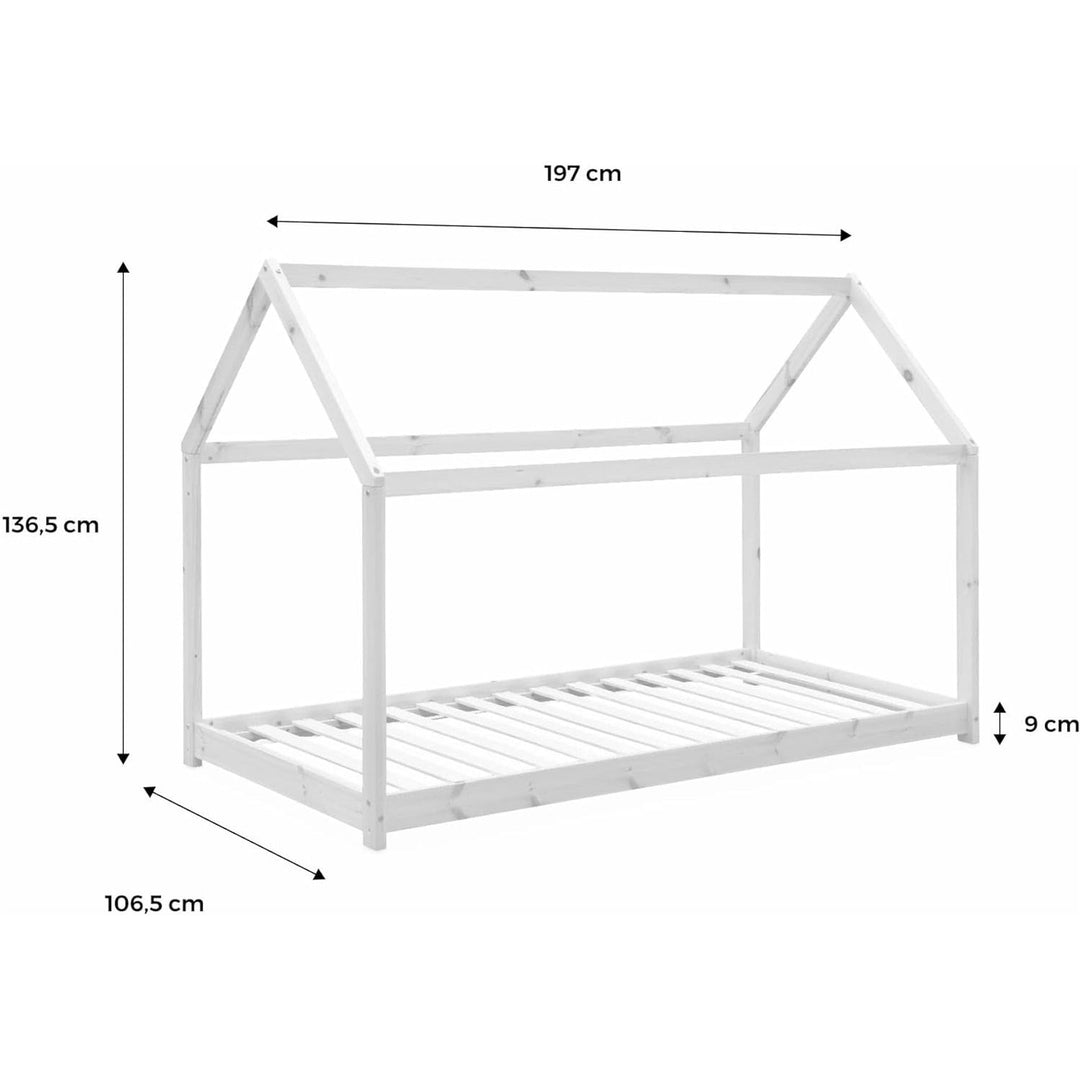 Alice'S Home - Lit Cabane Montessori. Bois Massif En Pin Naturel Blanc - Tobias - Sommier Inclus. 90 X 190 Cm | Designix - Amazon    - https://designix.fr/