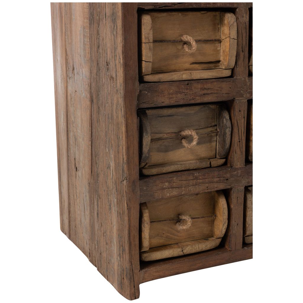 Armoire 12 tiroirs en bois recyclé brut marron | Designix -     - https://designix.fr