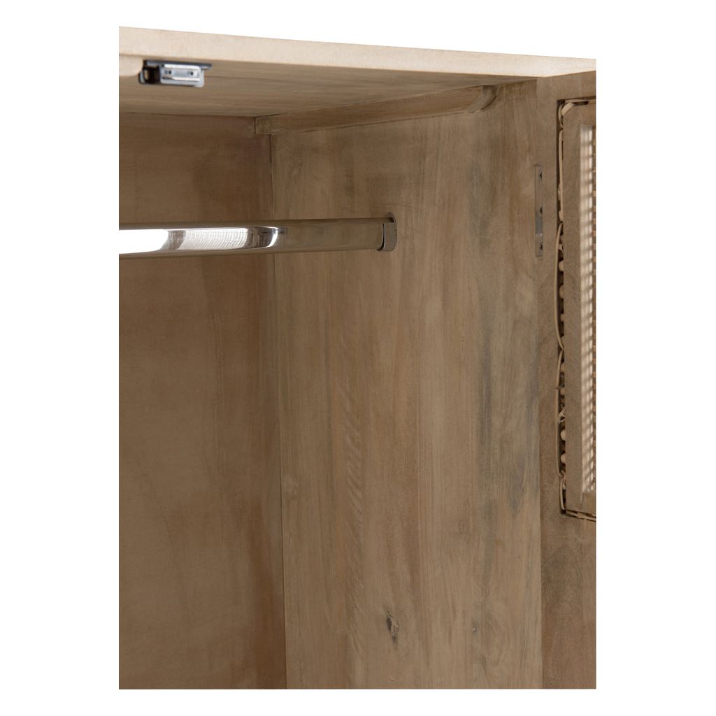 Armoire 3 portes + 4 tiroirs en bois de manguier tressé en rotin naturel | Designix -     - https://designix.fr