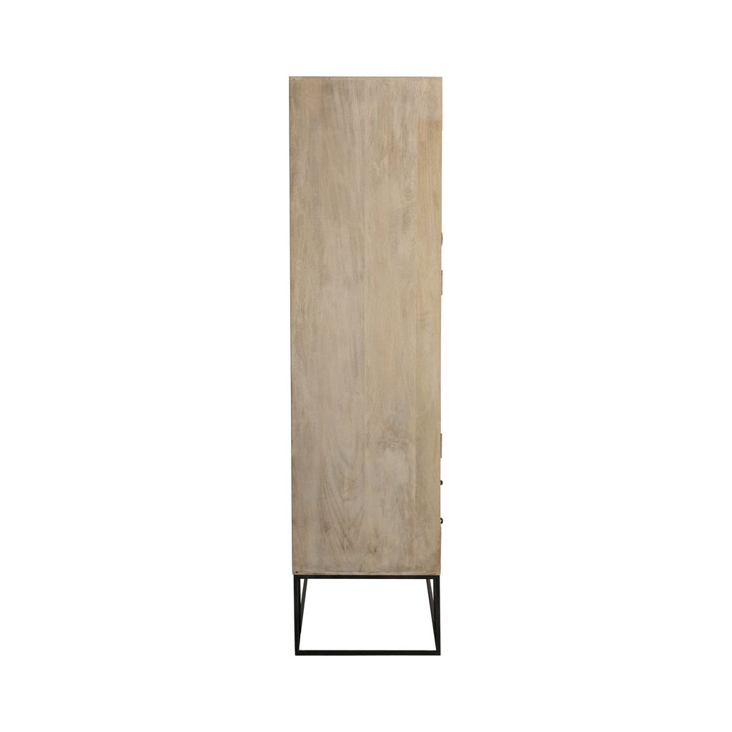 Armoire 3 portes + 4 tiroirs en bois de manguier tressé en rotin naturel | Designix -     - https://designix.fr