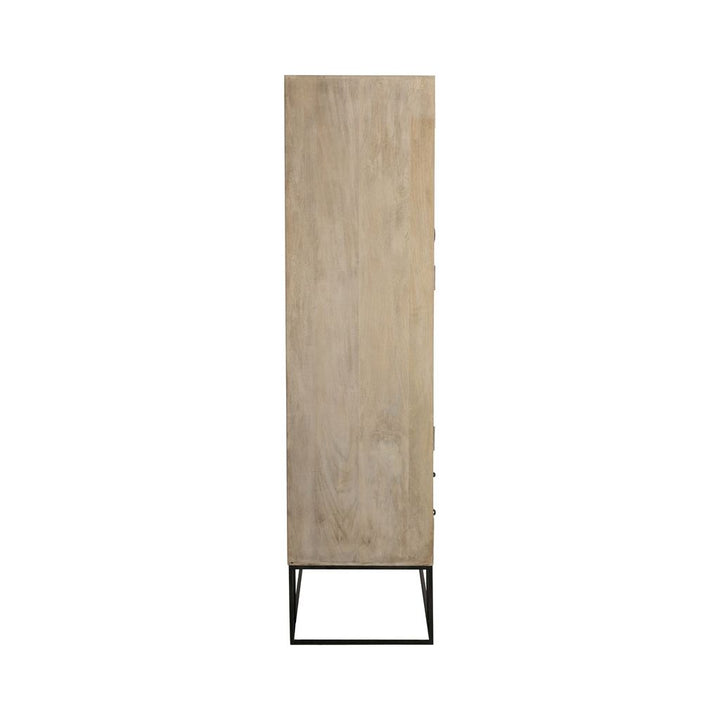 Armoire 3 portes + 4 tiroirs en bois de manguier tressé en rotin naturel | Designix -     - https://designix.fr