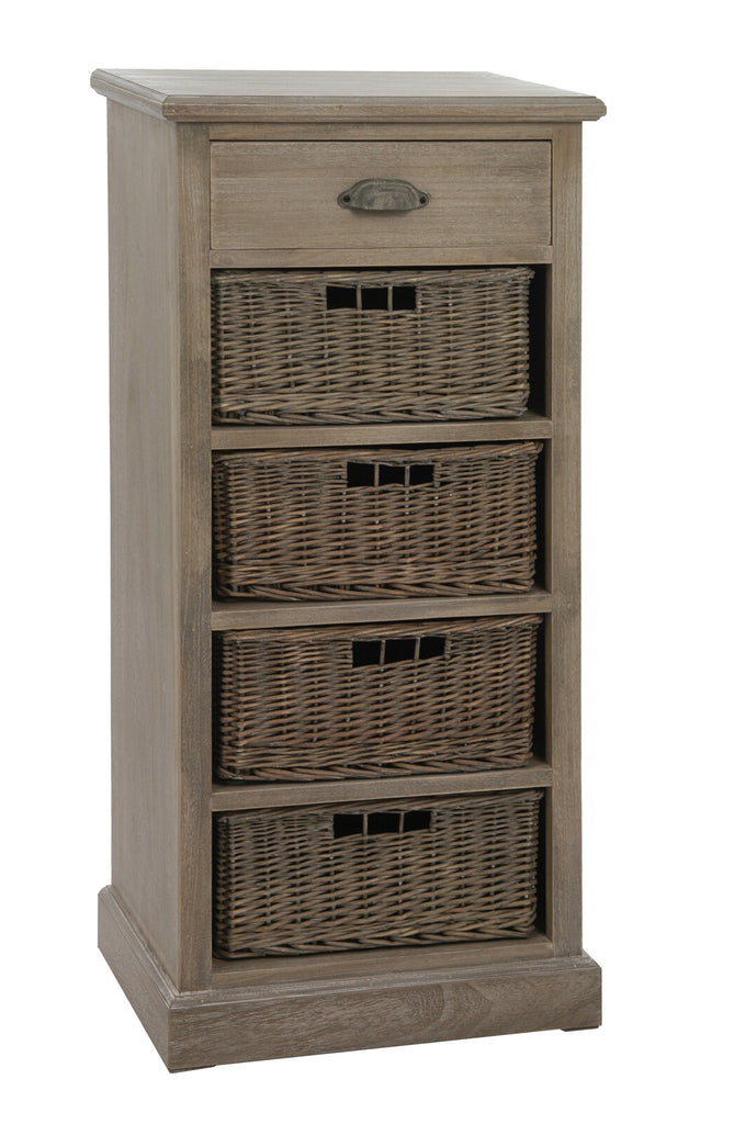 Armoire 4 paniers + tiroir en bois gris. | Designix -     - https://designix.fr