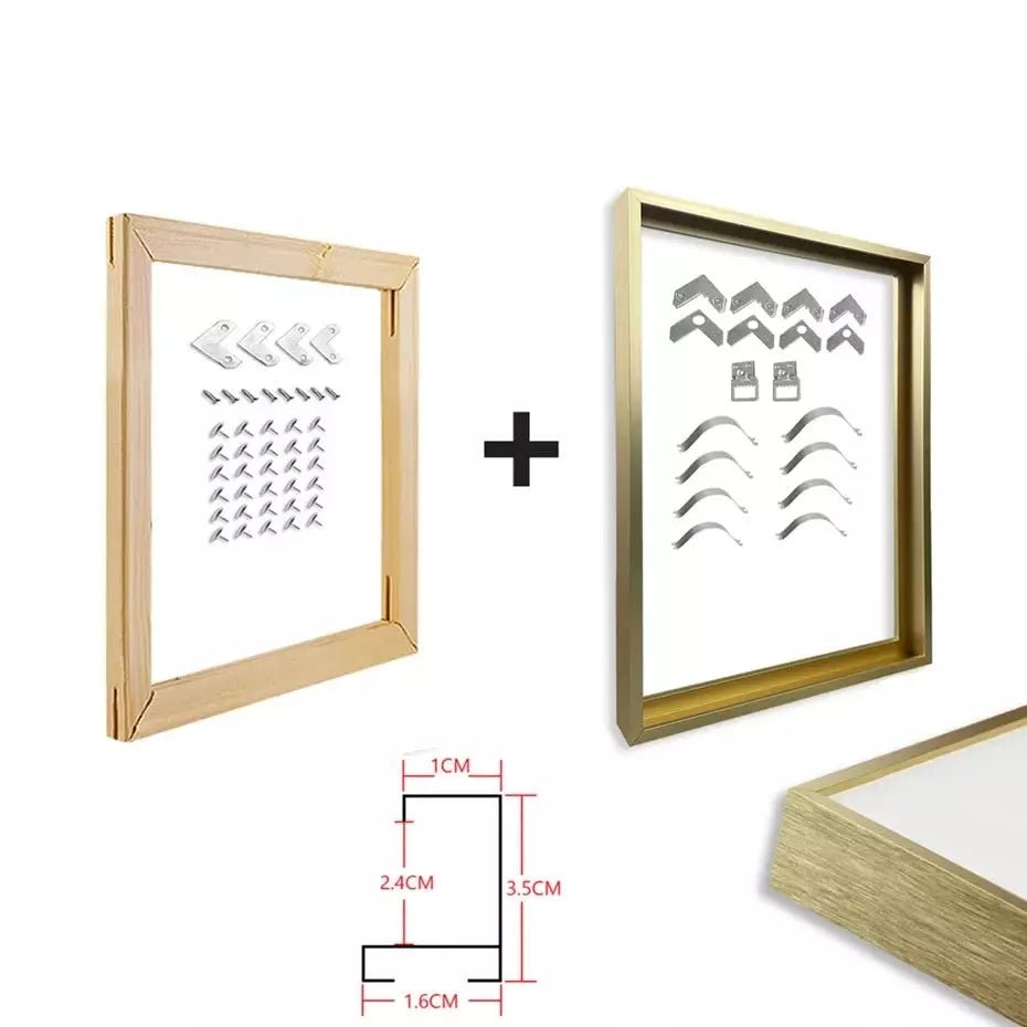 Cadre Aluminium pour Toile Tendue | Éclat Contemporain - Designix Cadres Tableaux Doré 30x40 cm