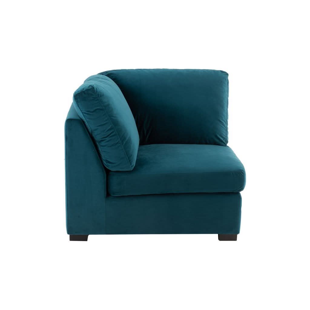 Canapé Angle Velours Bleu | Qira