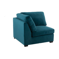 Canapé Angle Velours Bleu | Qira