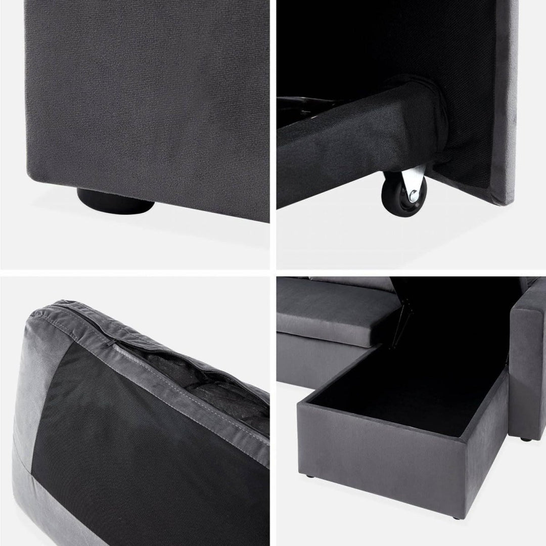 Canapé Angle Velours Convertible | Vita - Designix Canapés