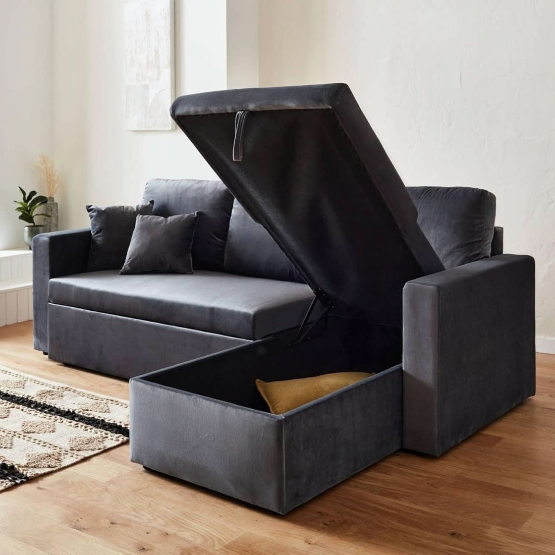 Canapé Angle Velours Convertible | Vita