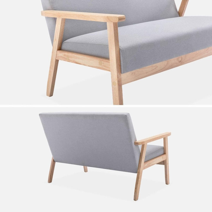 Canapé Banquette Gris Clair Bois et Tissu | Nordic - Designix Banquette