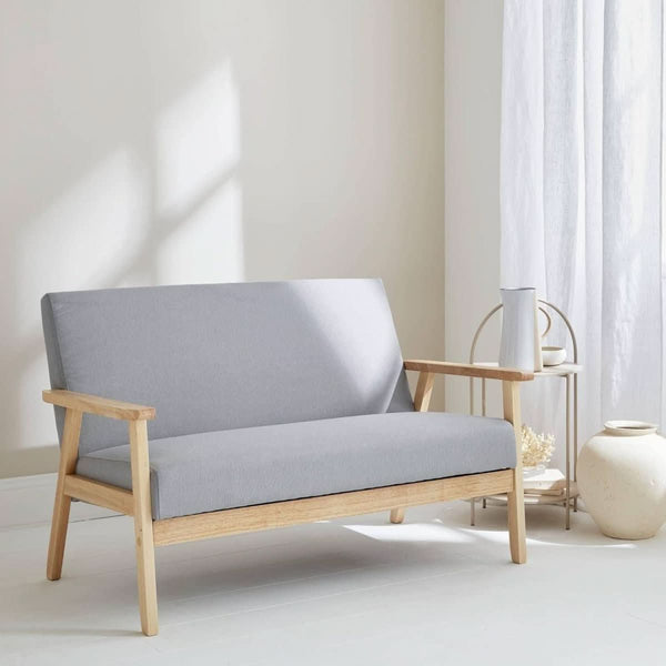 Canapé Banquette Gris Clair Bois et Tissu | Nordic