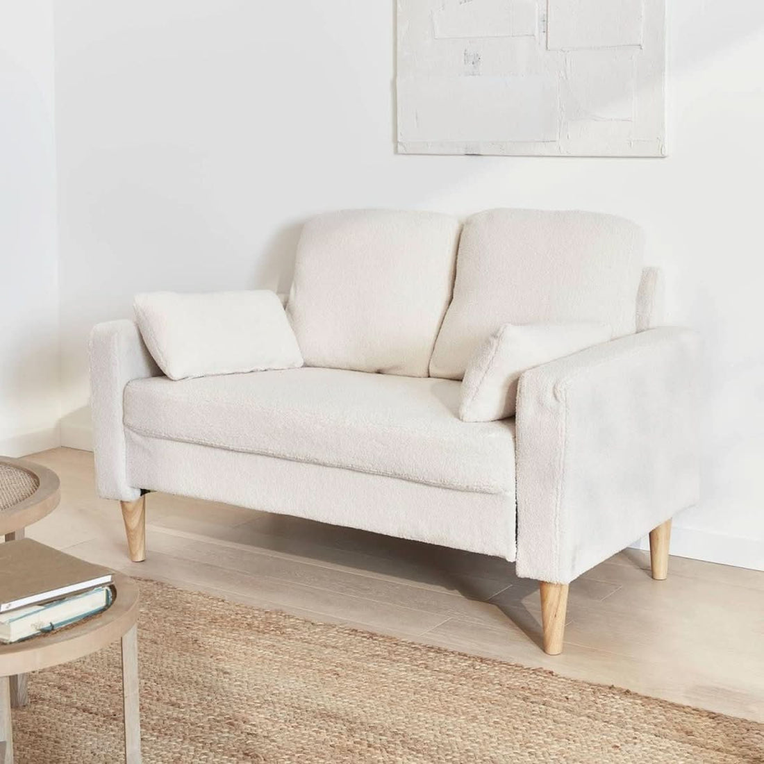 Canapé Bouclettes Scandinave Blanc Cassé | Twine