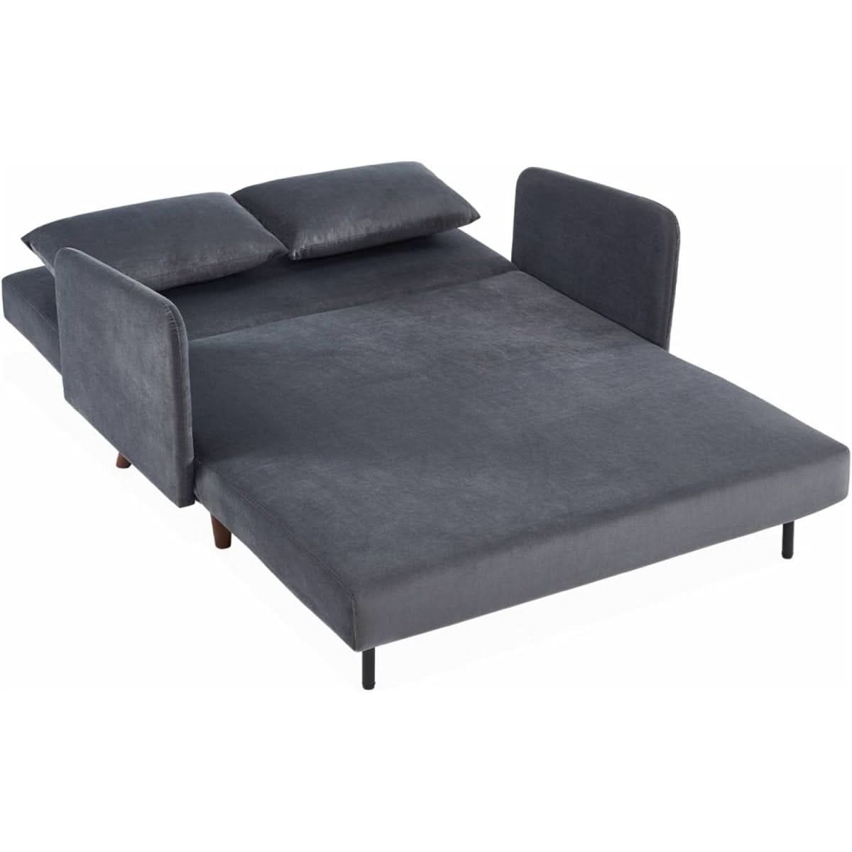 Canapé Convertible Velours Gris Foncé | Vigor - Designix Canapés