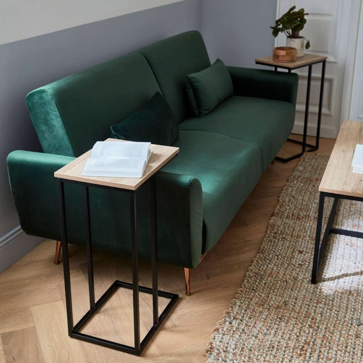 Canapé Convertible Velours Scandinave | Eden - Designix Canapés Vert Anglais