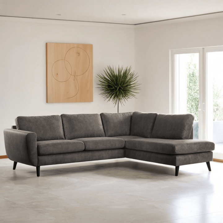 Canapé en Tissu Taupe Droite 3 Places | Savannah - Designix Canapés
