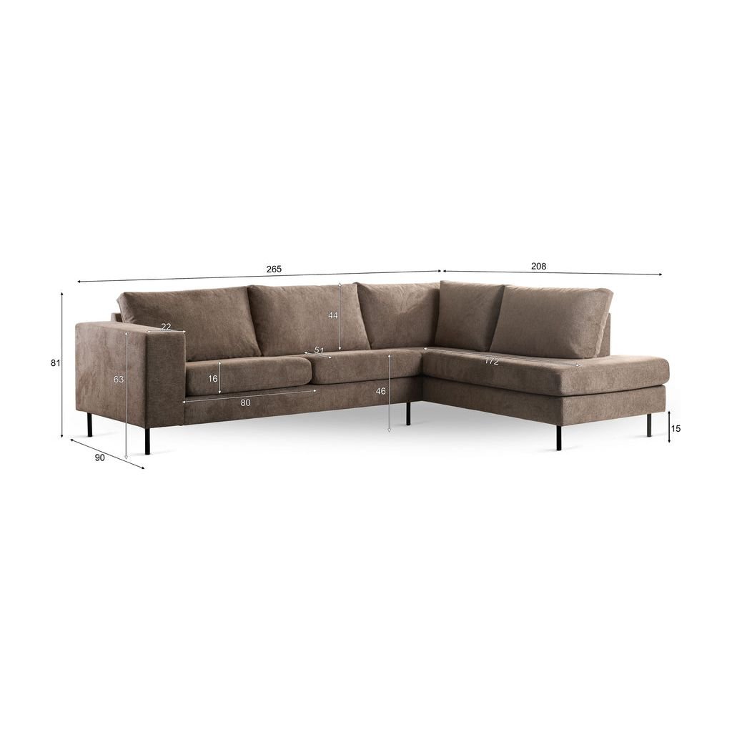 Canapé Moelleux 3 Places Angle Droite Taupe | Sérénité - Designix Canapés