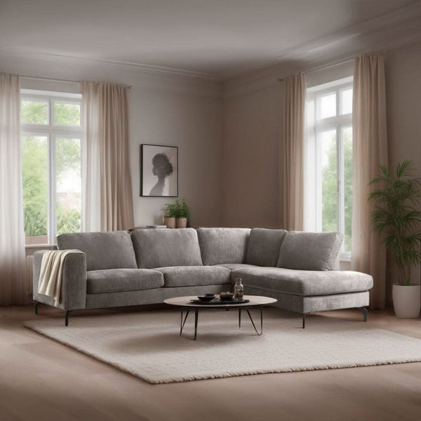 Canapé Profond 3 Places Angle à Droite Champagne | Charme Luxueux