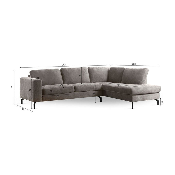 Canapé Profond 3 Places Angle à Droite Champagne | Charme Luxueux - Designix Canapés