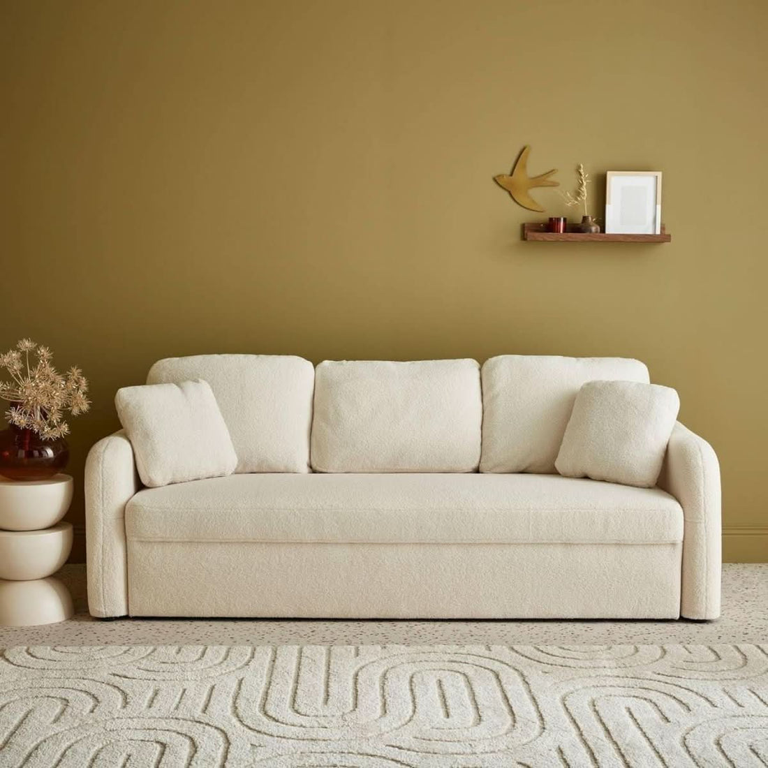 Canapé Scandinave 3 Places Bouclette Blanc | Épure