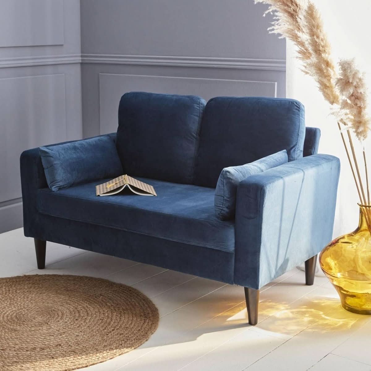 Canapé Velours Bleu Scandinave | Balm - Designix Canapés Bleu