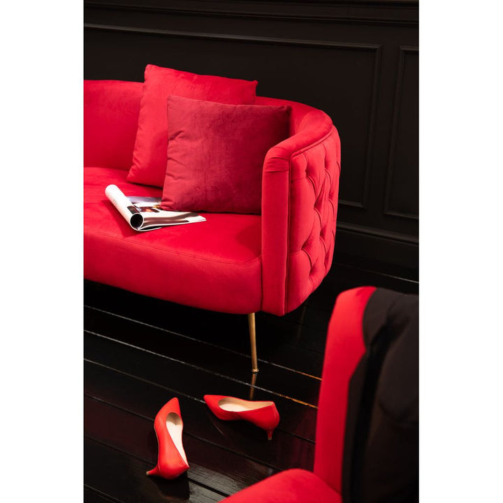 Canapé Velours Rouge 2 Personnes | Ylia - Designix Canapés