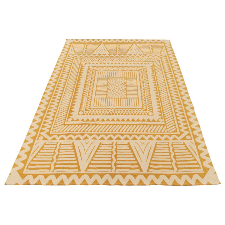 Tapis Bali en coton blanc/ocre | Designix -     - https://designix.fr