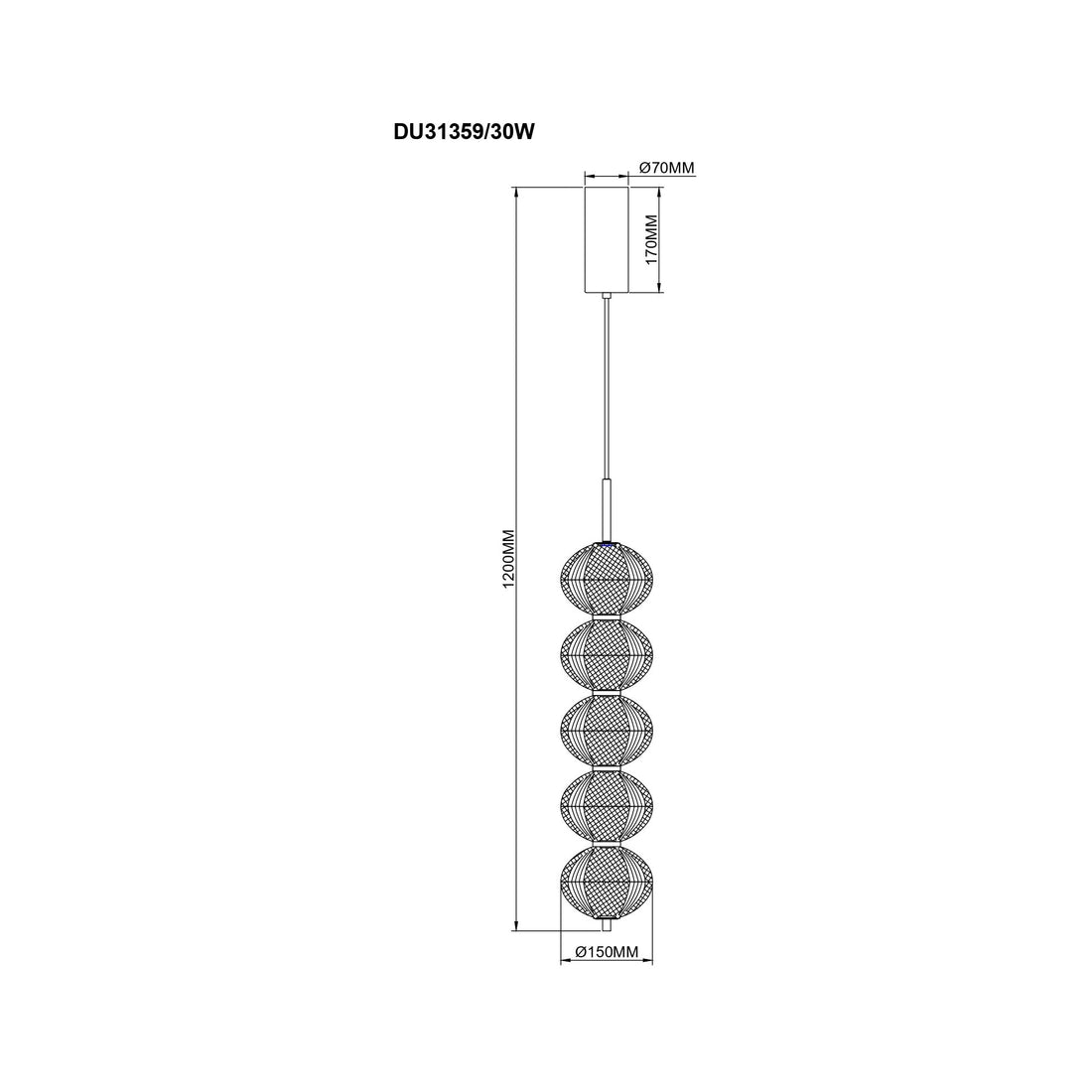 Suspension luminaire | Galatea Dorée H 120 cm