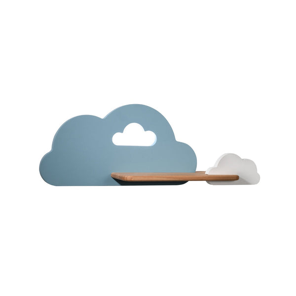 Applique murale LED Cloud pour chambre d'enfant bleue et blanche, bois