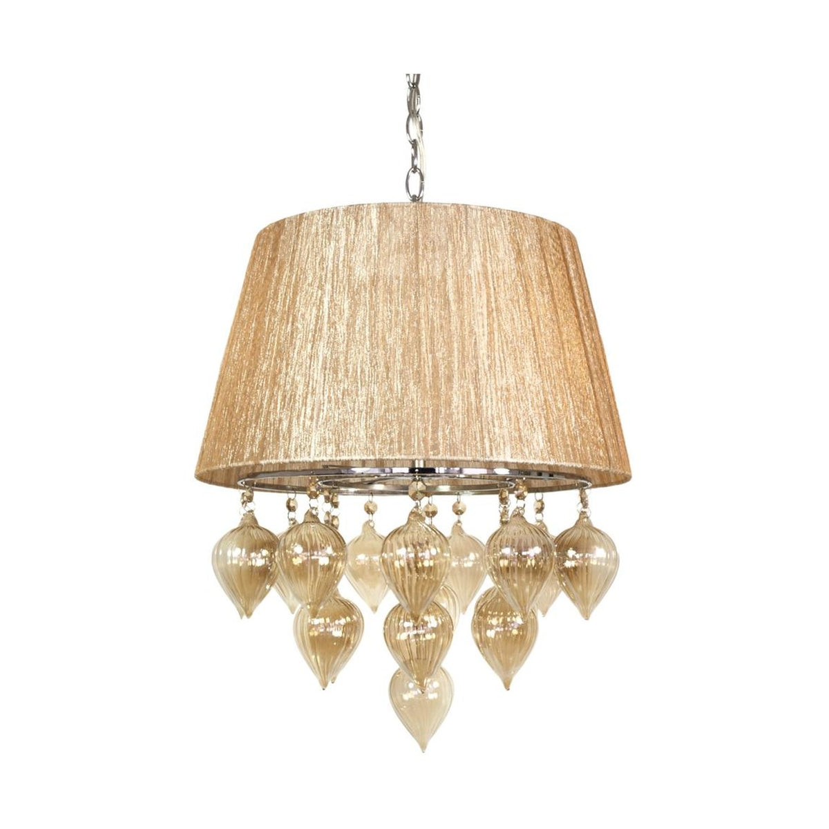 Suspension Elissa 3 lumières grise et beige, jute