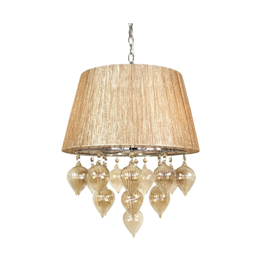 Suspension Elissa 3 lumières grise et beige, jute