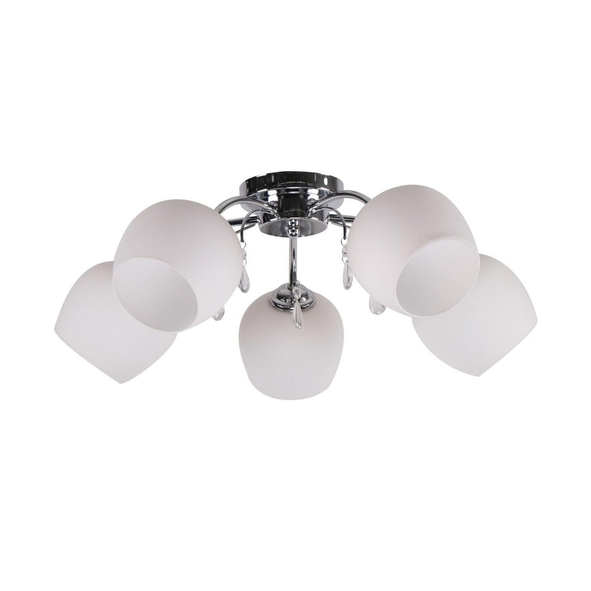 Suspension Zachera 5 lumières chromée, verre