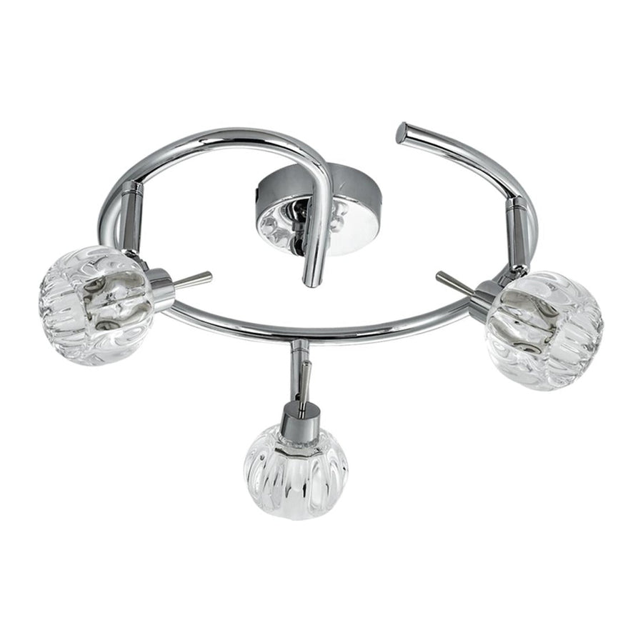 Plafonnier Bombola 3 lumières chromé, cristal, L 38 cm