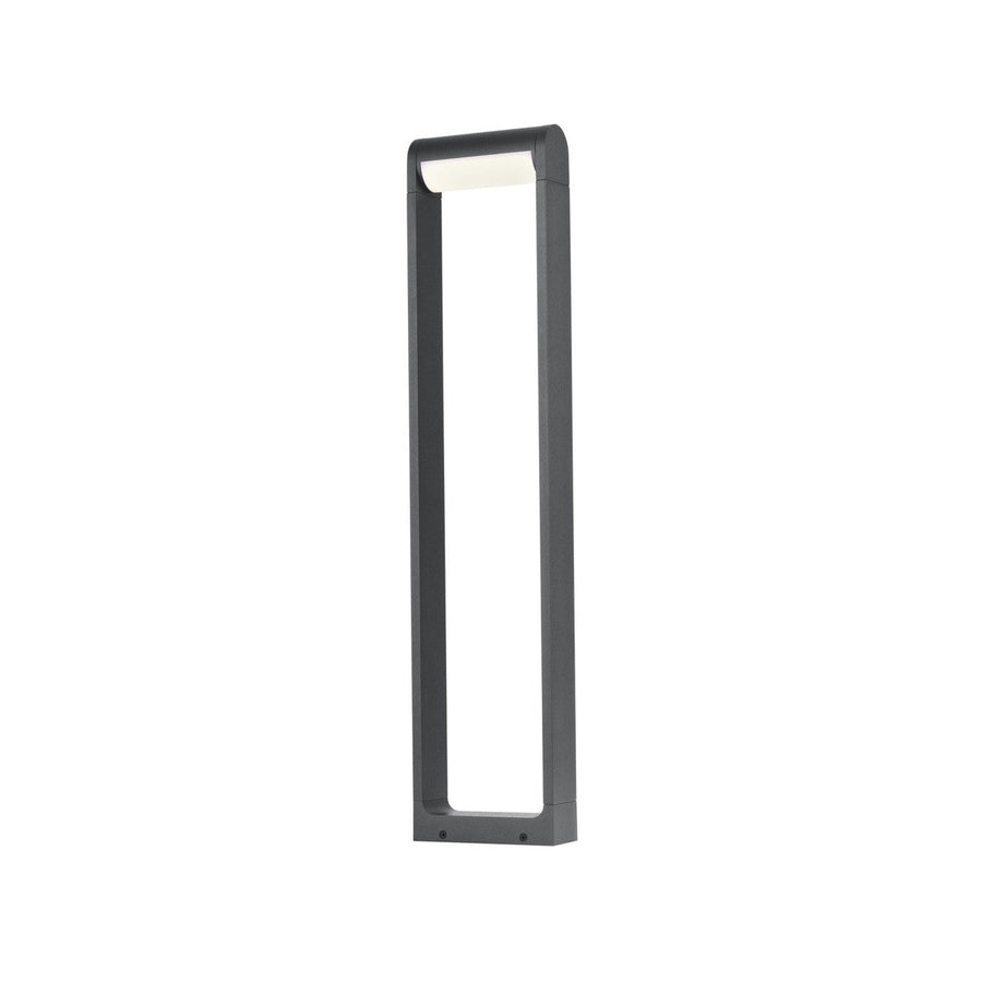 Balise extérieure anthracite en forme de cadre rectangulaire, vue de face sur fond blanc