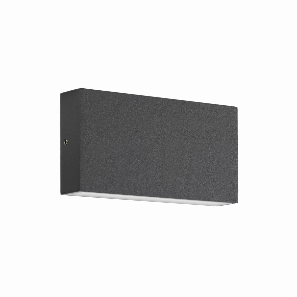 Applique murale rectangulaire anthracite présentée de face sur fond blanc