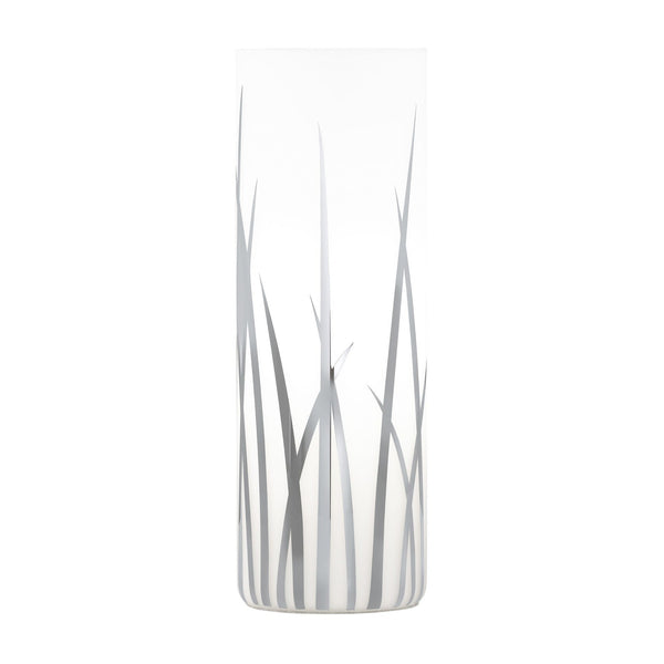 Lampe à poser Rivato blanche et chromée, verre