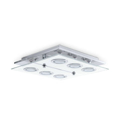 Plafonnier Cabo inox et blanc, verre, L 34 cm